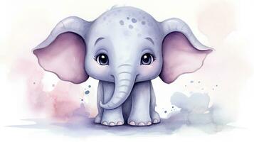 a cute little Elephant in watercolor style. Generative AI photo