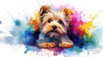 a cute little Dog in watercolor style. Generative AI photo