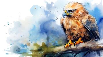 a cute little Eagle in watercolor style. Generative AI photo