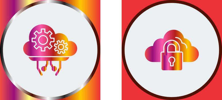 Cloud Comuting and Lock Icon vector