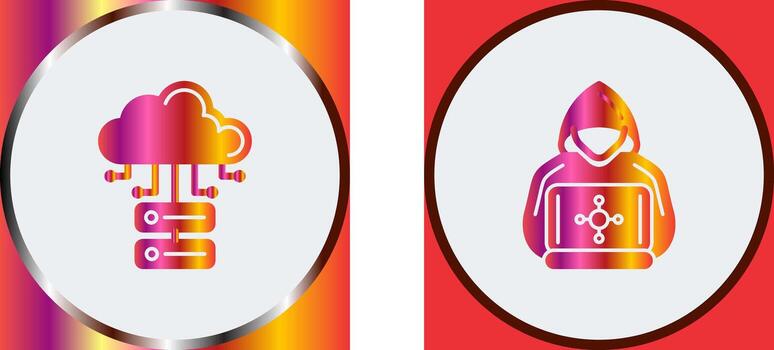 Cloud Database and Hacker Icon vector