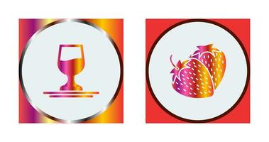 Wine and Strawberry Icon vector