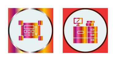 Blueprint and Desk Icon vector