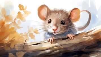 a cute little Crested Rat in watercolor style. Generative AI photo