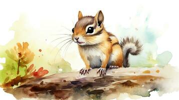 a cute little Chipmunk in watercolor style. Generative AI photo