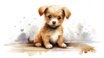 a cute little Dog in watercolor style. Generative AI photo