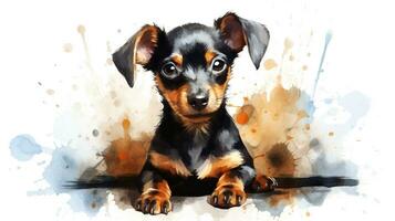 a cute little Dog in watercolor style. Generative AI photo