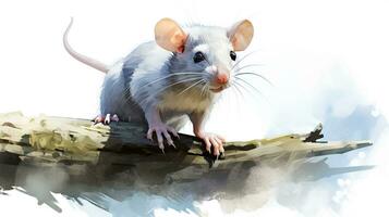un linda pequeño crestado rata en acuarela estilo. generativo ai foto