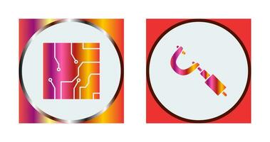 Electrical circuit and Micrometer Icon vector