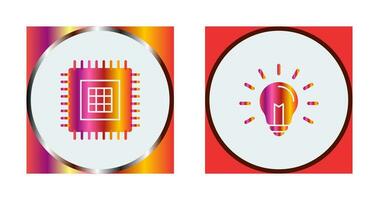 Processor and Light Bulb Icon vector