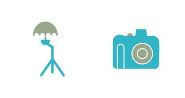 umbrella stand and dslr camera Icon vector