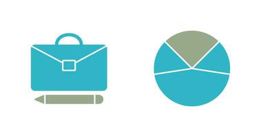 briefcase and pie chart analysis Icon vector