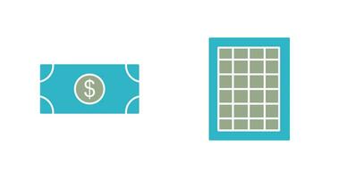 dollar bill and table of rates  Icon vector