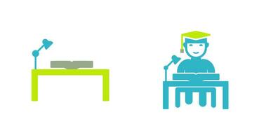 study desk and studying on desk  Icon vector