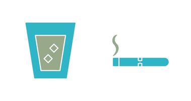 lit cigar and white russian drink  Icon vector