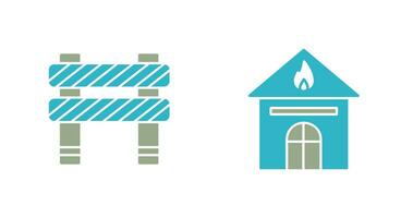 barrier and house on fire Icon vector