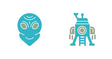 alien and lander Icon vector