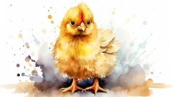 a cute little Bantam Chicken in watercolor style. Generative AI photo