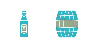 Beer Bottle and Barrel Icon vector