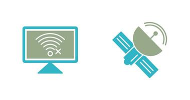 Disconnected Network and Satellite Icon vector