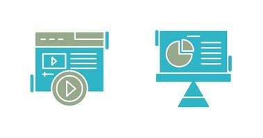 Video Content and Pie Chart Icon vector