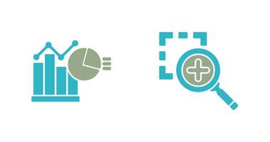 Bar Chat and Zoom In Icon vector