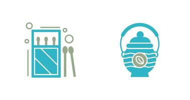 Matches and Teapot Icon vector