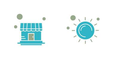 Store and Sun Icon vector