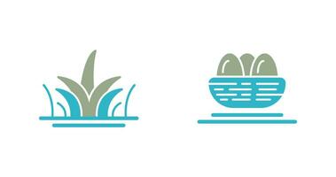 Grass and Eggs Icon vector