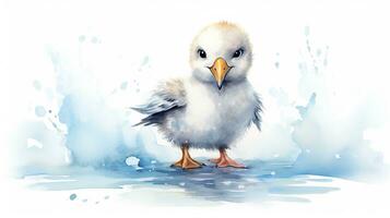 a cute little Albatross in watercolor style. Generative AI photo