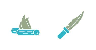 Bon Fire and Knife Icon vector