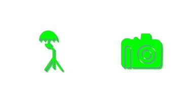 umbrella stand and dslr camera Icon vector