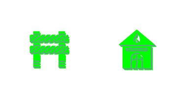 barrier and house on fire Icon vector