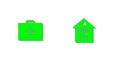 first aid and house on fire Icon vector