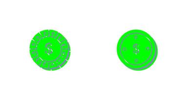 dollar chip and dolllar coin Icon vector