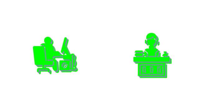 Computer Worker and Office Reception Icon vector