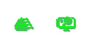 Pyramid Graph and Search Icon vector
