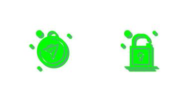 Compass and Open Lock Icon vector