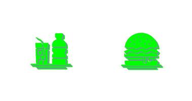 Mineral Water and Hamburger Icon vector