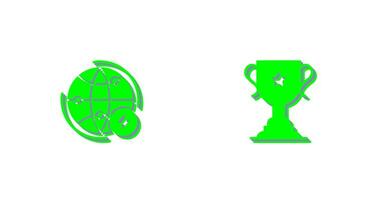 Globe Earth and Trophy Icon vector