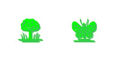 Tree and Butterfly Icon vector