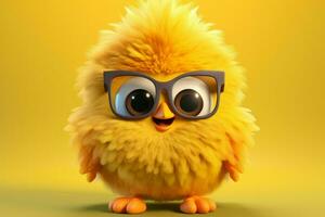 Charming Fluffy yellow chick. Generate Ai photo