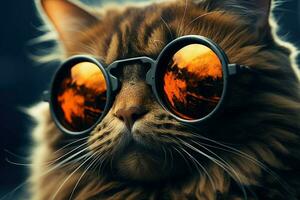 Distinctive Cat stylish glasses. Generate Ai photo