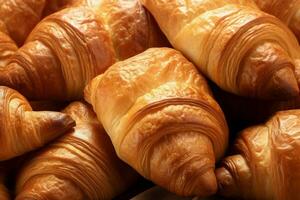 Golden Tasty croissant. Generate Ai photo