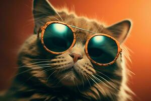Trendy Cat stylish glasses. Generate Ai photo