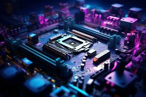 High-speed Cpu modern motherboard. Generate Ai photo