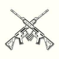 militar fusil negro y blanco vector diseño.