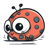 Cute cartoon ladybug. Vector illustration on a white background.