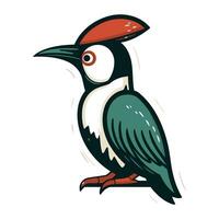 Cute woodpecker. cartoon vector illustration isolated on white background.