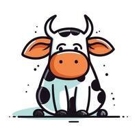 Cute cartoon cow. Farm animal. Vector illustration in flat style